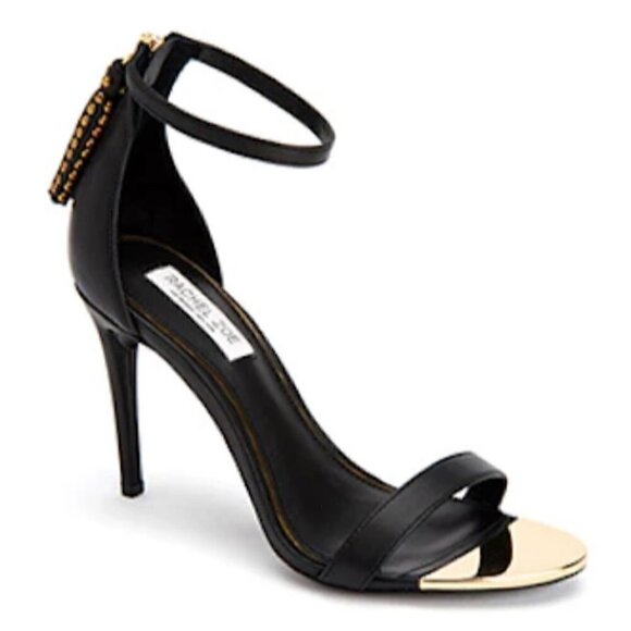 Rachel Zoe Emaly Tassel Leather Heeled Sandals in Black Size 7.5 - Picture 1 of 7